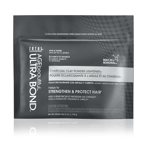AGE beautiful Charcoal Clay Powder Hair Lightener with Ultra Bond Building | Strengthens, Protects & Nourishes | Lifts up to 7+ Levels | Lightens & Tones in One-Step