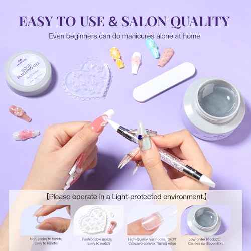 Morovan Solid Builder Nail Gel: 60g Large Capacity Nail Builder Gel for 3D Sculpting Non-Sticky Hard Gels for Nails Extension Carving Soak Off UV LED Salon Home DlY