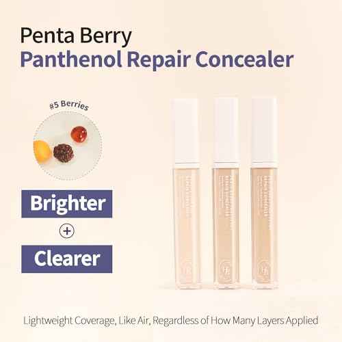HEVEBLUE Penta Berry Panthenol Repair Concealer 17-21 VANILLA - Lightweight, Full Coverage Dark Circles, Acne&Blemishes, Vegan, Sensitive Skin, Korean Makeup, Non-clogging Pores