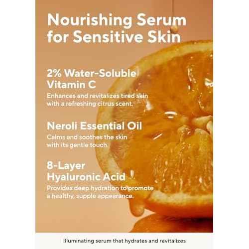 AROMATICA Glow Vita C Toning Serum Orange & Neroli - Orange Vitamin C Serum for Face with Hyaluronic Acid for Sensitive Skin (30ml/1.01 fl. oz)