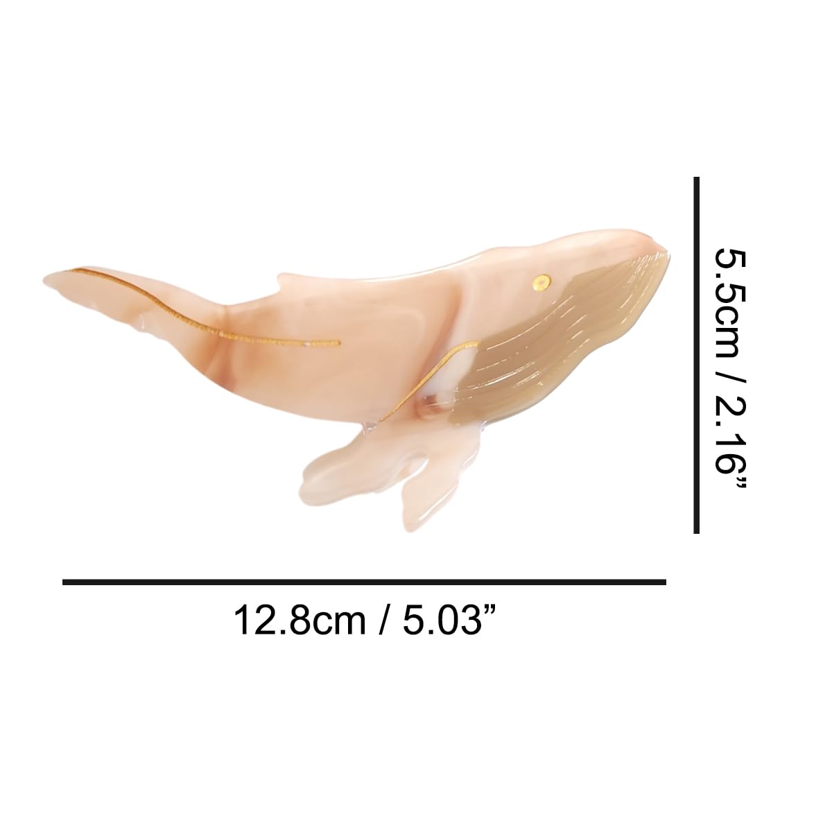 Whale Hair Clip,Cellulose Acetate Hair Clips,Big Claw Clips for Women,Hair Accessories,Beige