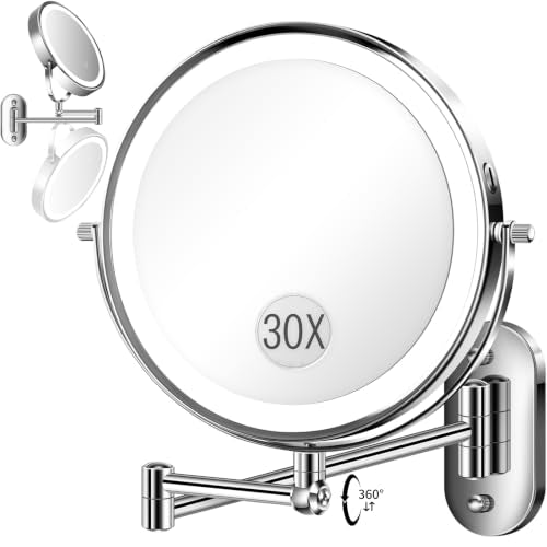 9" Wall Mounted Lighted Magnifying Makeup Mirror 30X/1X