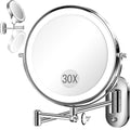 9" Wall Mounted Lighted Magnifying Makeup Mirror 30X/1X