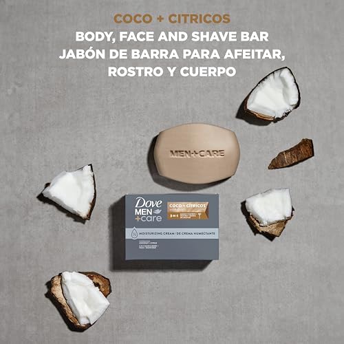 DOVE MEN + CARE Hidratante Coco + C?tricos Hand & Body Face-+ Shave Bar for Hydrated Skin 3.75 oz,(Pack of 12)