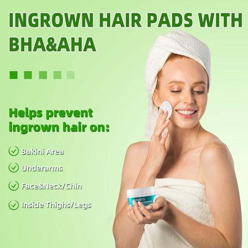 Ingrown Hair Treatment Pads with AHA BHA for Bikini, Face, Underarms - 50 Pads