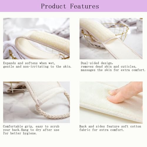 Natural Loofah Back Scrubber 27.5" with Cotton Handles