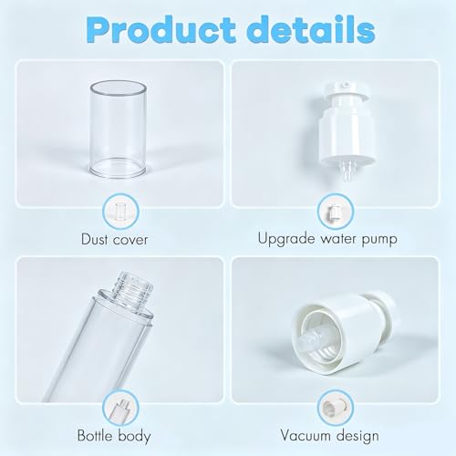 Airless Pump Bottles 0.5oz, 3-Pack Leak-Proof Lotion Dispenser