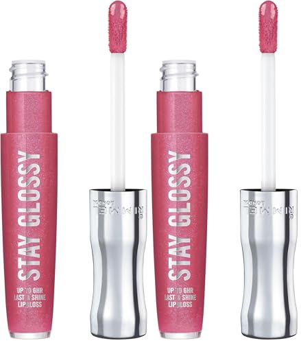 Rimmel Stay Glossy Lip Gloss - Non-Sticky Formula, Back Row Smooch, .18oz (2 Pack)