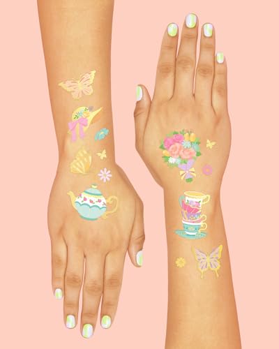 xo, Fetti Tea Party Temporary Tattoos - 48 Glitter Designs