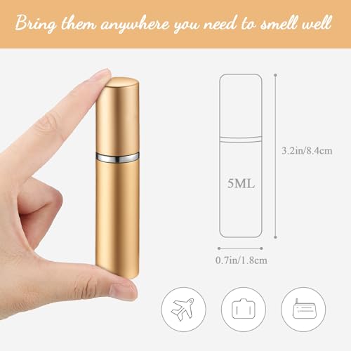 Zonon 56 Pack 5ml Gold Refillable Perfume Atomizer Bottles with Pumps