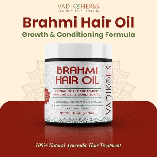 Brahmi Hair Oil by Vadik Herbs - 8 oz Ayurvedic Hair Conditioner