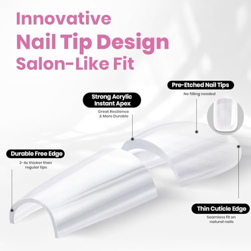 Beetles Tipex Lite Instant Apex Nail Tips, Short Coffin, 512pcs, 16 Sizes
