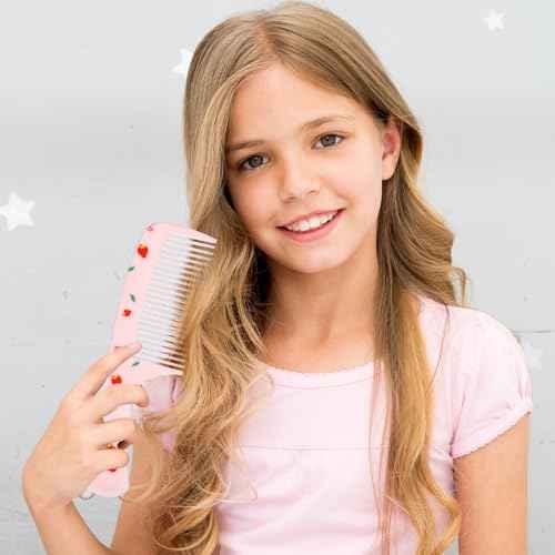 Baby Comb Set, Small Cute Fine Tooth Toddler Comb & Rat Tail Baby Comb for Styling, Pink Baby Hair Comb Plastic Parting Combs, Anti-Static Mini Hairdressing Comb for Baby Girl Wet Dry Hair (2Pcs)