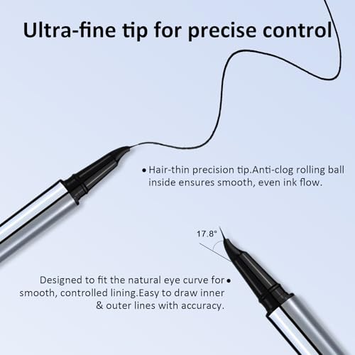 Waterproof Black Liquid Eyeliner with Micro Angled Tip