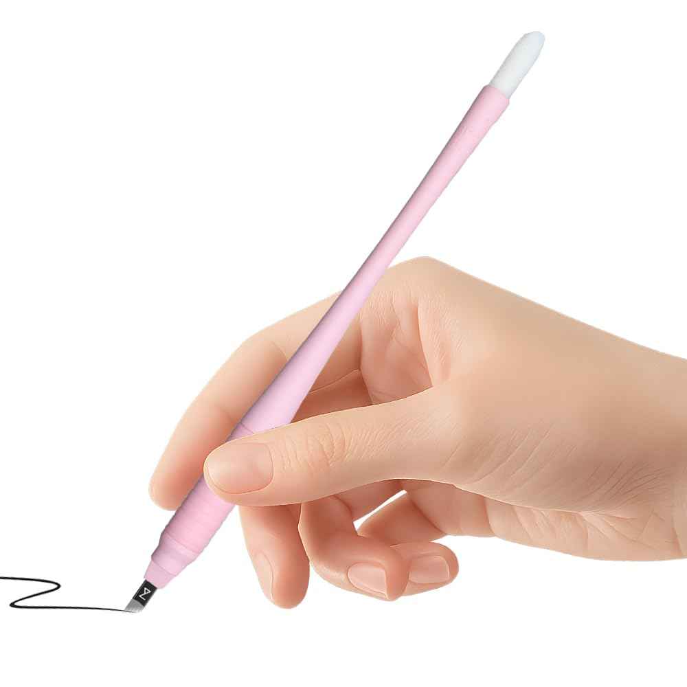 M Mellie's Signature Microblading Eyebrow Pen (Pack of 10) - Disposable Microblading Pen with Sterilized Blade, Comfortable Rubber Grip and Pigment Sponge for Flawless Bro (U18 NANO .15mm, Pink)