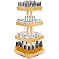 Nail Polish Organizer, 4 Tier Bamboo Stand Essential Oil Display Rack for 120-212 Bottles, 360¡Æ Rotating Large Capacity Cosmetics Storage Shelf Holder for Home Spa, Business Salon