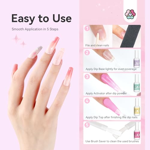SAVILAND HEMA-Free Dip Powder Liquid Set - 4 Pcs Dip Nails Starter Kit