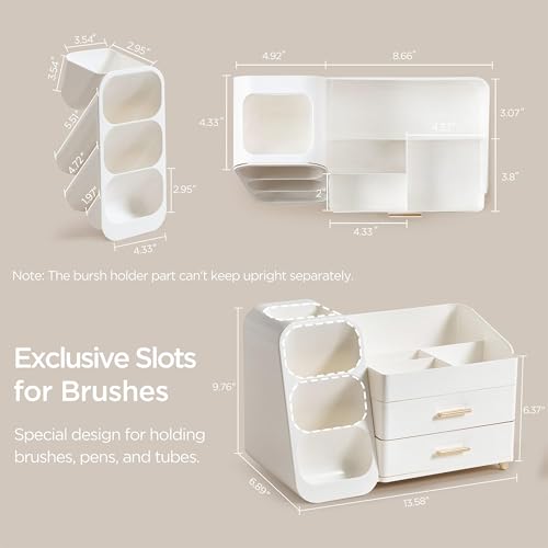 HBlife Makeup Organizer with Brush Holder & Drawers