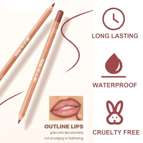 12-Color Matte Lip Liner Set, High Pigment Waterproof Lipliner Kit