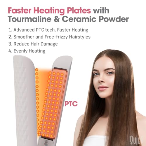 QUICO Travel Hair Straightener with Adjustable Temp & Clips