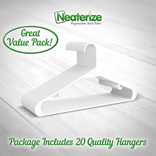 Clothes Hangers Plastic 20 Pack - White Plastic Hangers - Makes The Perfect Coat Hanger and General Space Saving Clothes Hangers for Closet - Percheros Ganchos para Colgar Ropa Hangars