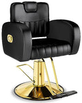 Baasha Black & Gold Reclining Salon Chair – Hydraulic Barber Chair 440 lbs