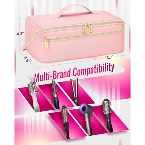Mancro Hot Hair Tools Travel Bag with Separate Heat Resistant Mat, Large Capacity Wide-open Pouch, Hair Accessories Organizer for Flat Irons, Straighteners, Curling Iron,Travel Essentials for Women