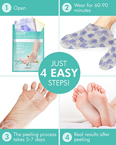 DERMAL Exfoliating Foot Peeling Mask 3-Pack for Dry Feet & Calluses