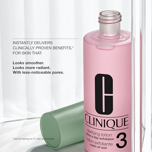 Clinique 3-Step Clarifying Lotion Face Exfoliator 3 | Toner With Witch Hazel + Salicylic Acid | For Combination Oily Skin Types