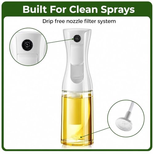 Olive Oil Sprayer Bottle - 6.7oz Glass Mister for Cooking