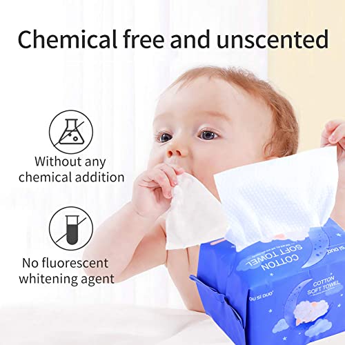 CottonCare 600 Count Baby Cotton Wipes Unscented & Chemical-Free - Soft & Ultra Absorbent for Delicate Skin, Pack of 6