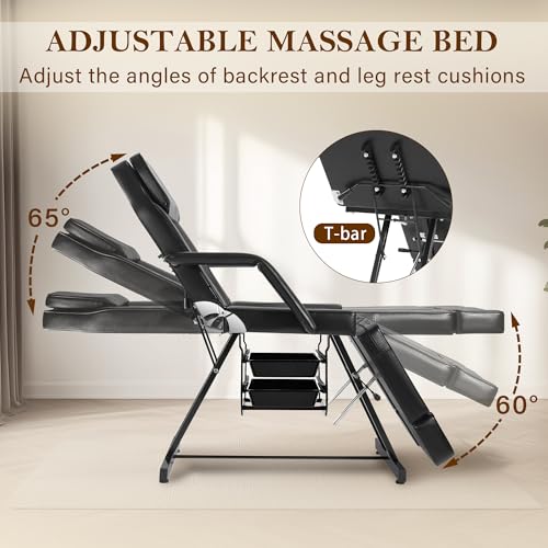 KIIUMI Tattoo Chair Facial Bed Massage Table with Stool