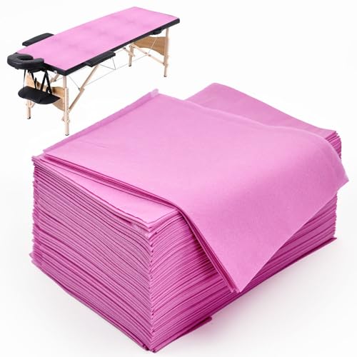 50 PCS Massage Table Sheets Pink - 31'' x 70'' Disposable Bed Covers for Spa and Salon - Soft and Hygienic Disposable Sheets for Professional Use, Ideal for Massage Therapy Tables