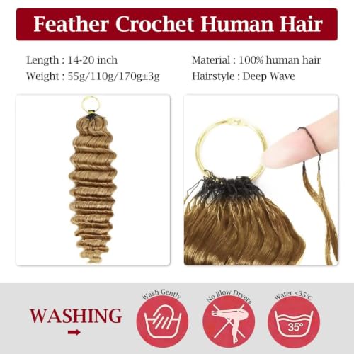 Miracle Invisible Knots Feather Crochet Hair 16 Inch 55g Human