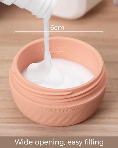 TakeToday 2oz Travel Containers, 4 Pack, TSA Approved Silicone Jars