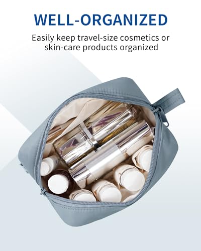 Narwey Mini Makeup Bag for Purse - Greyish Blue Travel Pouch