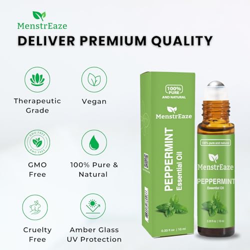 MenstrEaze Peppermint Essential Oil Roll-On for Headache Relief - 2 Pack