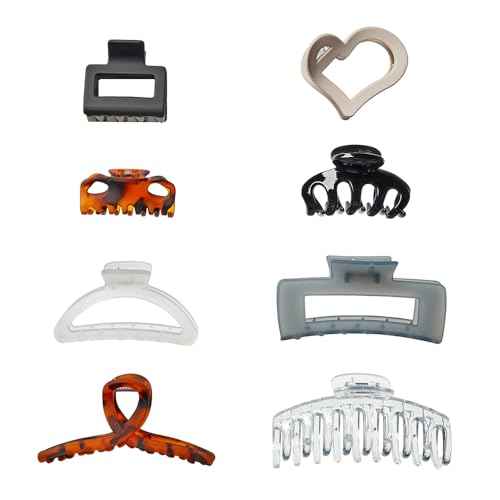 Scunci by Conair 8 piece claw clips set - claw clips for thick hair - hair accessories for women - Neutral Colors