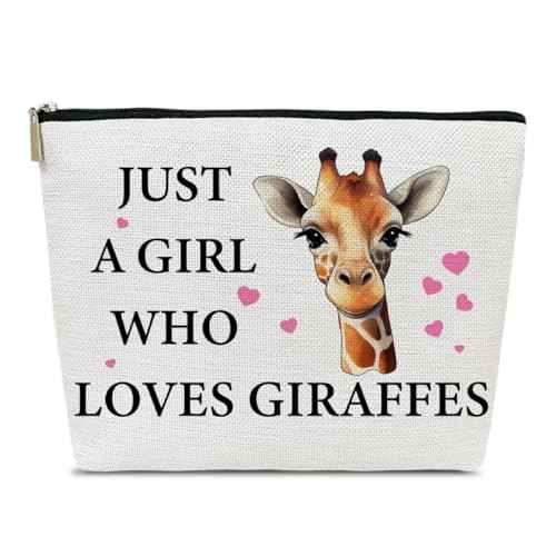 Giraffe Decor Makeup Bag, Gifts For Women, Just A Girl Who Loves Giraffe, Birthday Christmas Graduation Friendship Gifts For Animal Lovers Her Friends