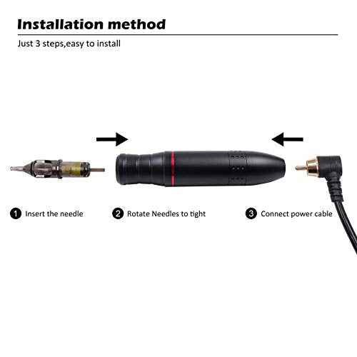 BIOMASER G1 Rotary Pen Tattoo Machine Cartridge Tattoo Pen Machines RCA Connector 4.5W Coreless Motor Cartridges Needle for Tattoo Women Artists Beginner(Black)