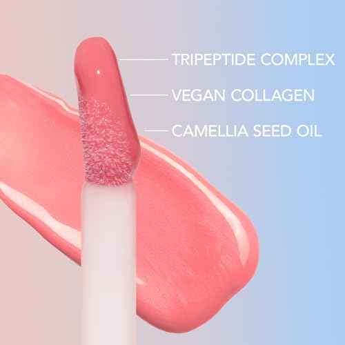 Sacheu Lip Elixir Nourishing and Hydrating Lipgloss ? Moisturizing Plumping Lip Gloss Enriched with Collagen, Non-Sticky Lip Color Smooth High-Shine Finish, Vegan & Cruelty-Free, Bunny Tongue (Pink)