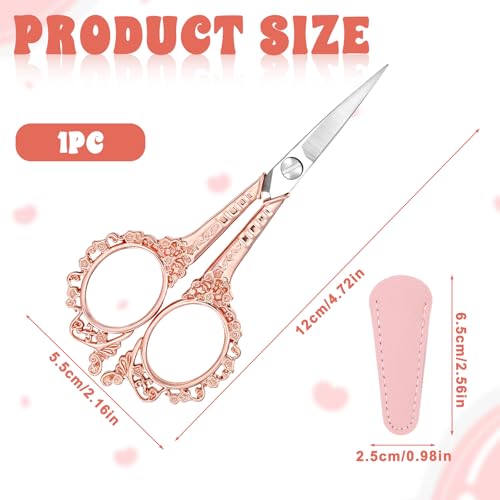 Professional Gold Eyebrow Scissors with Case - Stainless Steel