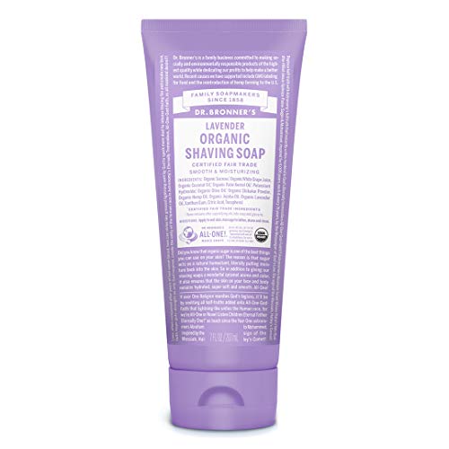 Dr. Bronner's Organic Shaving Soap? (Lavender, 7 Ounce)? Moisturizing Shave Soap for Men & Women? Certified Organic Sugar & Shikakai? For Face, Underarms & Legs