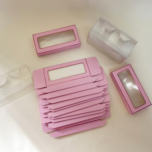 40 Pieces Empty Eyelashes Packaging Box Lash Packaging and False Lash Trays, 20 Pieces Empty Eyelash Boxes Lash Box Packaging Empty with 20 Pieces Empty Eyelash Tray (Pink)