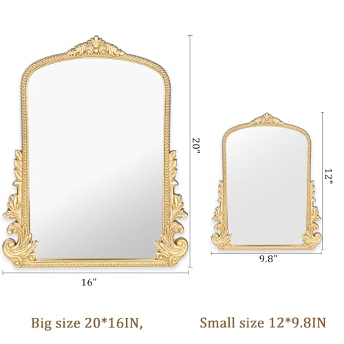 Willannals Gold Vintage Makeup Mirror 12x9.8 Inch Tabletop Vanity with Wall-Hanging Option