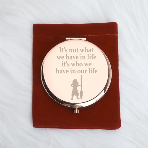 WUSUANED Movie Inspired Moana Princess Makeup Mirror It¡¯s Not What We Have in Life It¡¯s Who We Have in Our Life Jewelry Cartoon Lover Gift Moana Gift (Moana Princess Mirror)