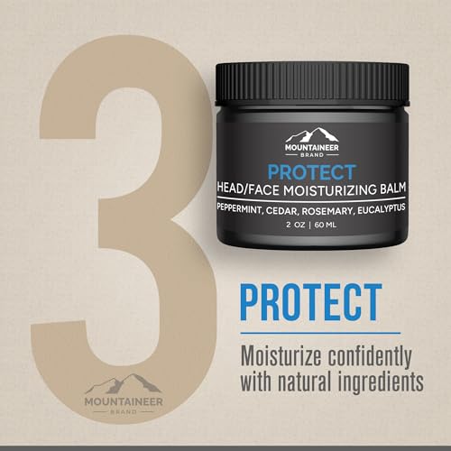 Mountaineer Brand Bald Head Care Gifts For Bald Men | All Natural 3 Step Daily Skin Care for Healthy Scalp & Face | Exfoliate Scrub | Cleanse Wash | Protect Moisturiser | Made in West Virginia