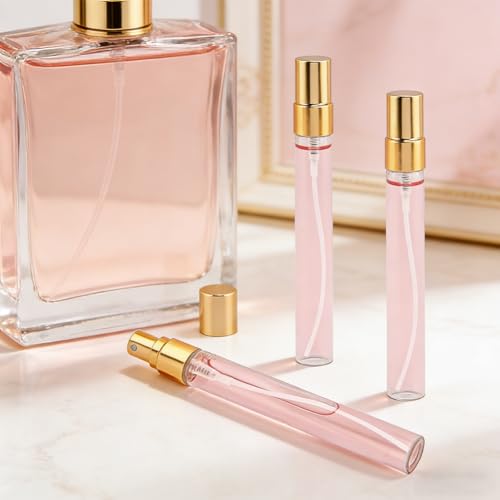 20-Pack 10ml Clear Glass Mist Spray Bottles with Golden Nozzle