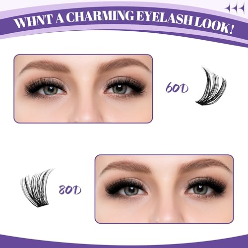 Volume Lash Clusters Kit 360Pcs 60D+80D with Bond & Remover