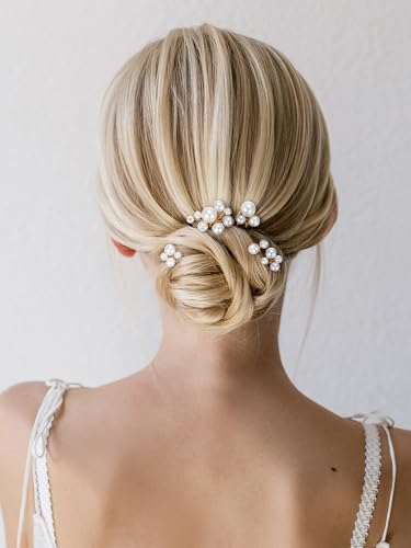 SWEETV 9 Piece Pearl Wedding Hair Pins Bridal Accessories Set